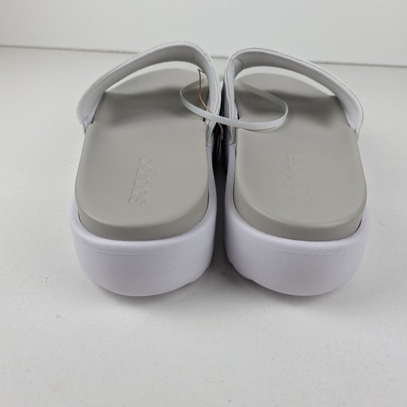 Women's Adidas Adilette Platform Slides Cloud White / Zero Metalic / Grey One - Picture 5 of 8